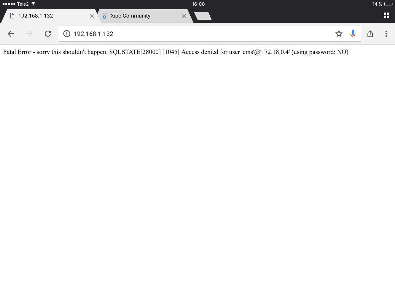 Access denied for user 'cms' - Get Help - Xibo Community