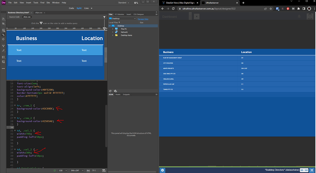 Xibo Table DataSet View Table Styling Issues - Other - Xibo Community