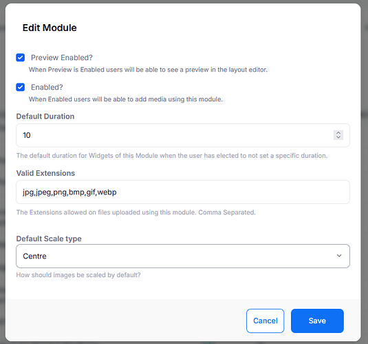 Image module settings
